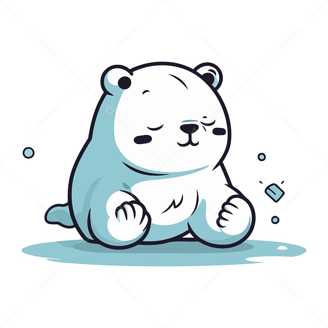 Urso Polar Fofo de Desenho Animado Ilustração Vetor EPS