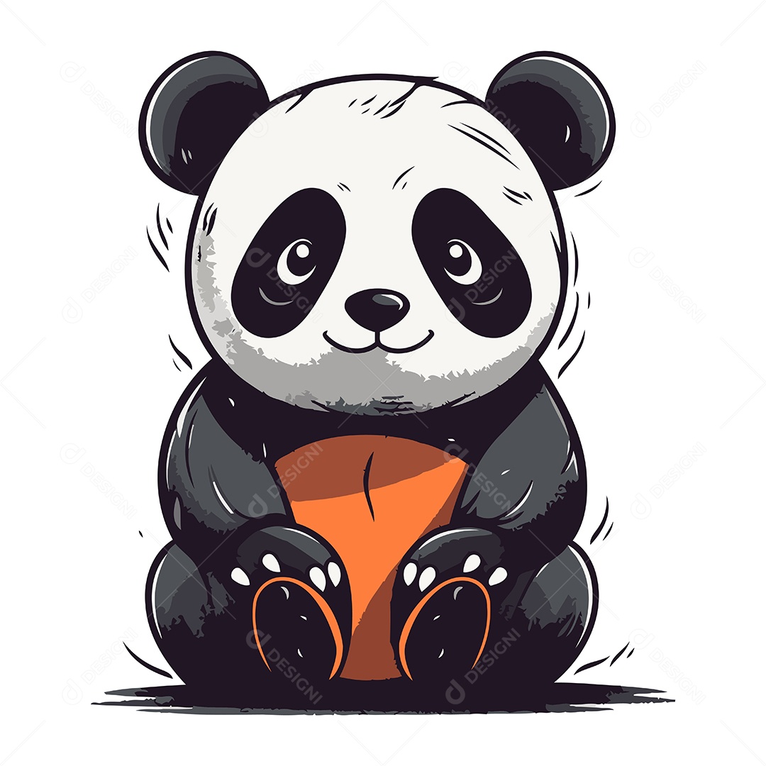Panda Fofo de Desenho Animado Ilustração Vetor EPS