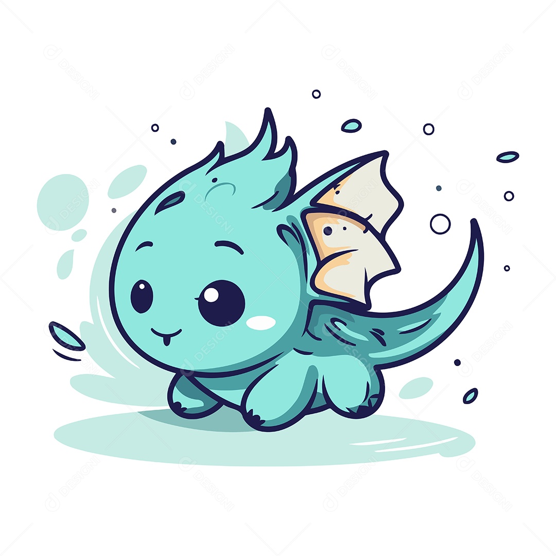 Dragão de Desenho Animado Ilustração Vetor EPS