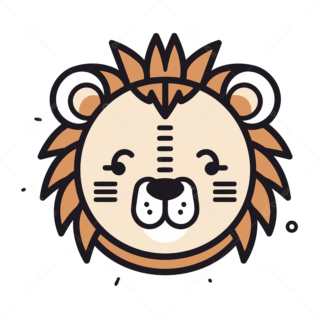 Cabeça de Leão Desenho Animado Ilustração Vetor EPS