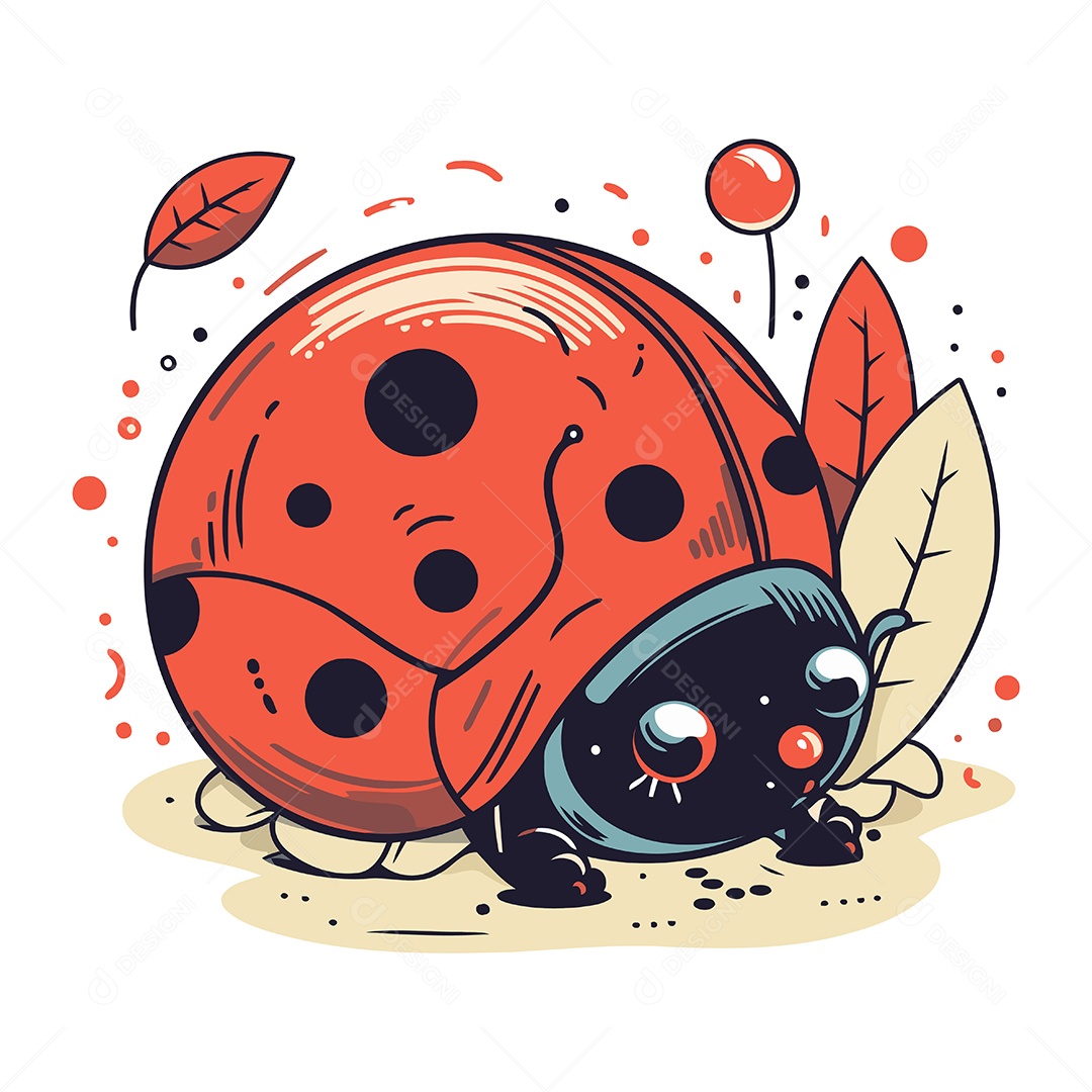 Joaninha de Desenho Animado Ilustração Vetor EPS