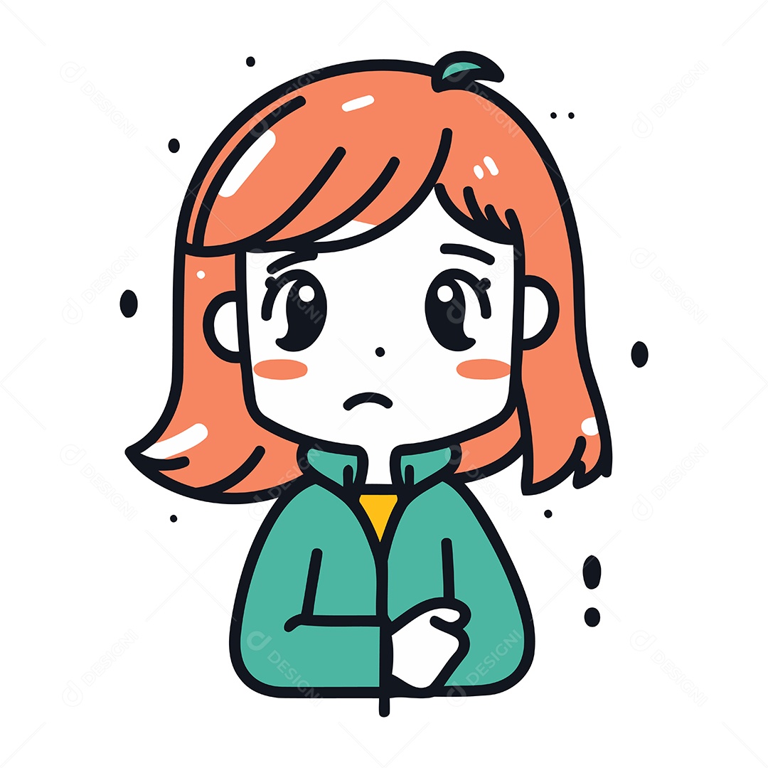 Menina Fofa de Desenho Animado Chorando Ilustração Vetor EPS