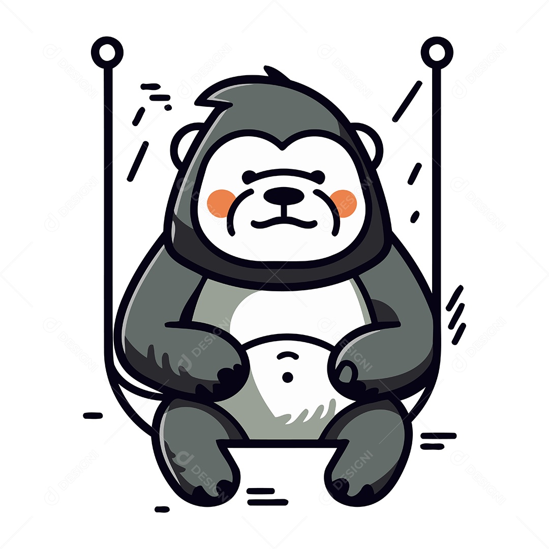 Gorila Sentado em Um Balanço Ilustração Vetor EPS