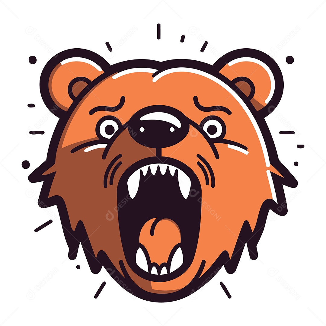 Urso Zangado de Desenho Animado Ilustração Vetor EPS