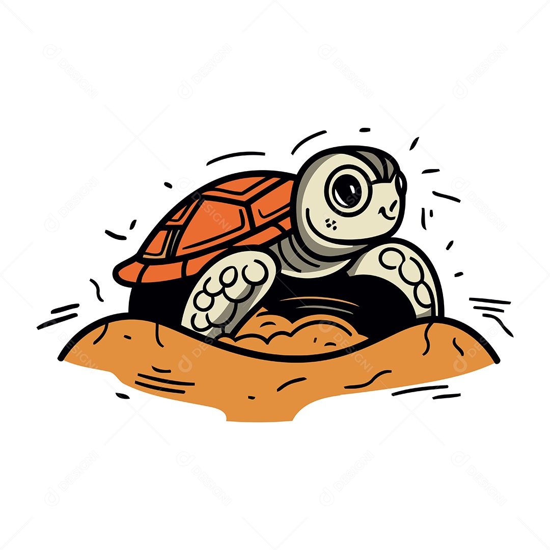 Tartaruga de Desenho Animado Ilustração Vetor EPS