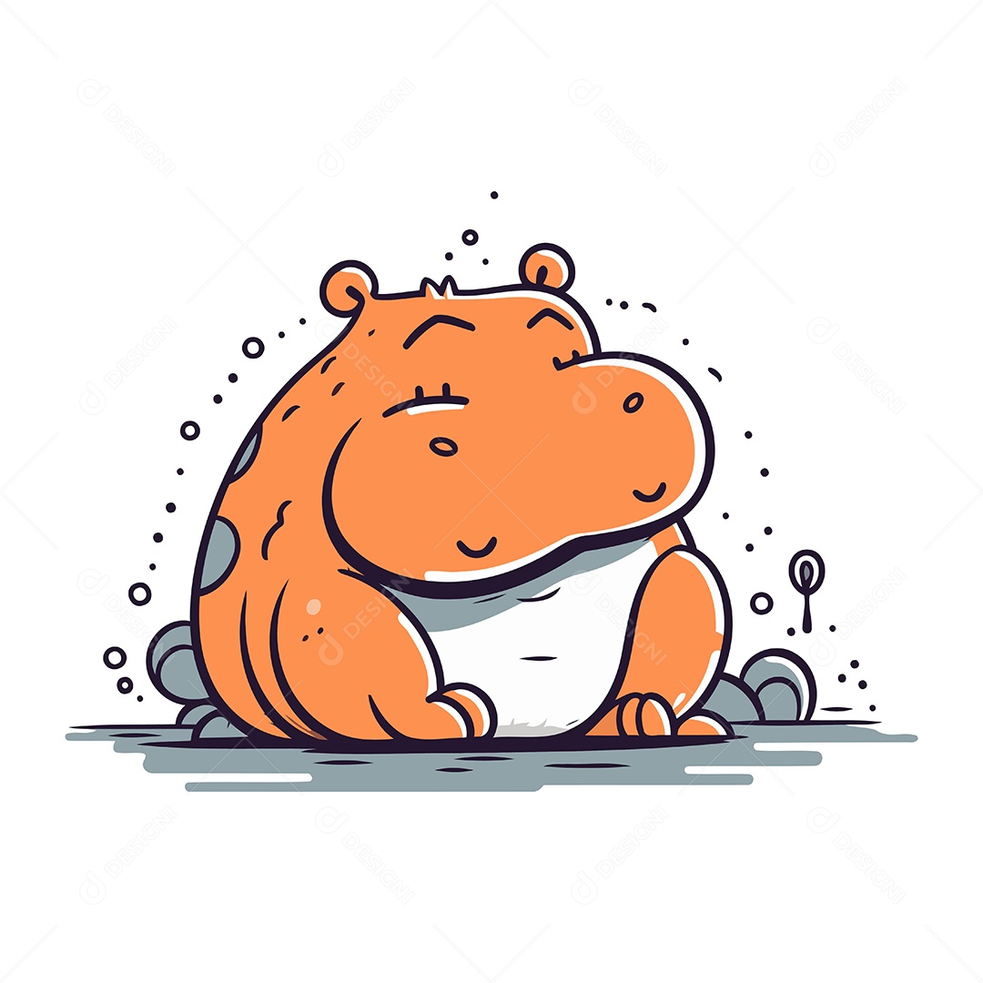 Hipopótamo de Desenho Animado Ilustração Vetor EPS