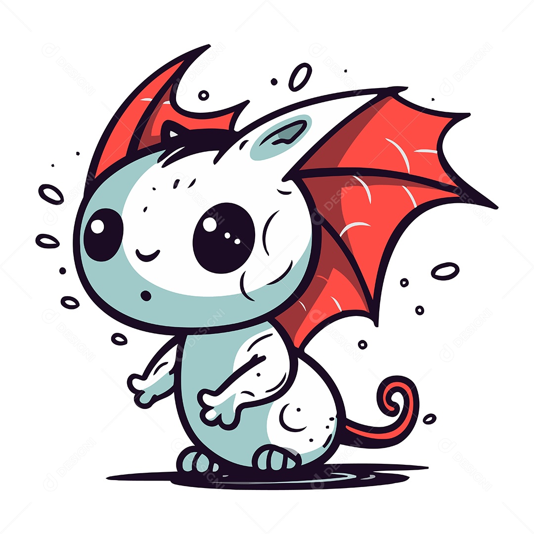 Dragão de Desenho Animado Ilustração Vetor EPS