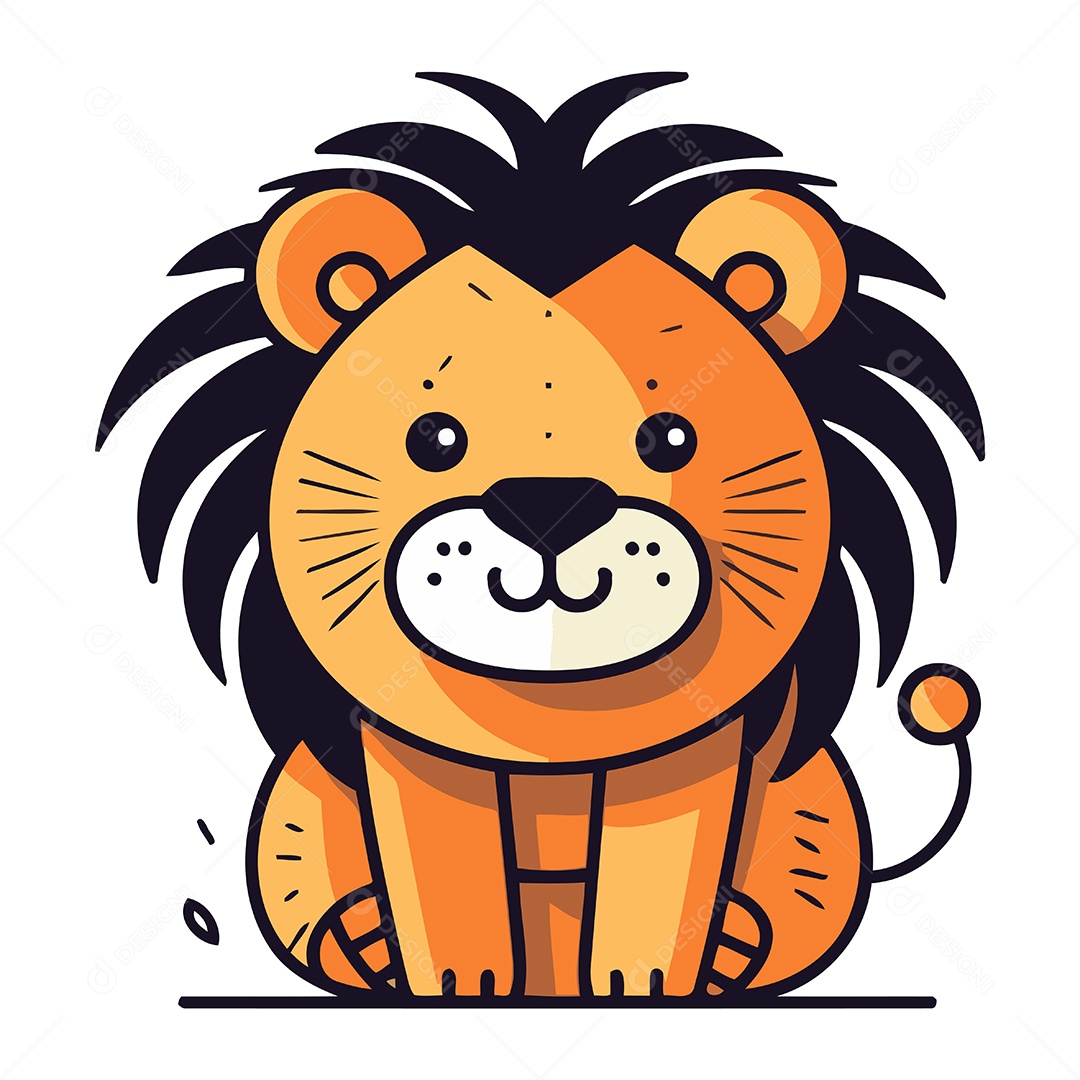 Leão de Desenho Animado Ilustração Vetor EPS