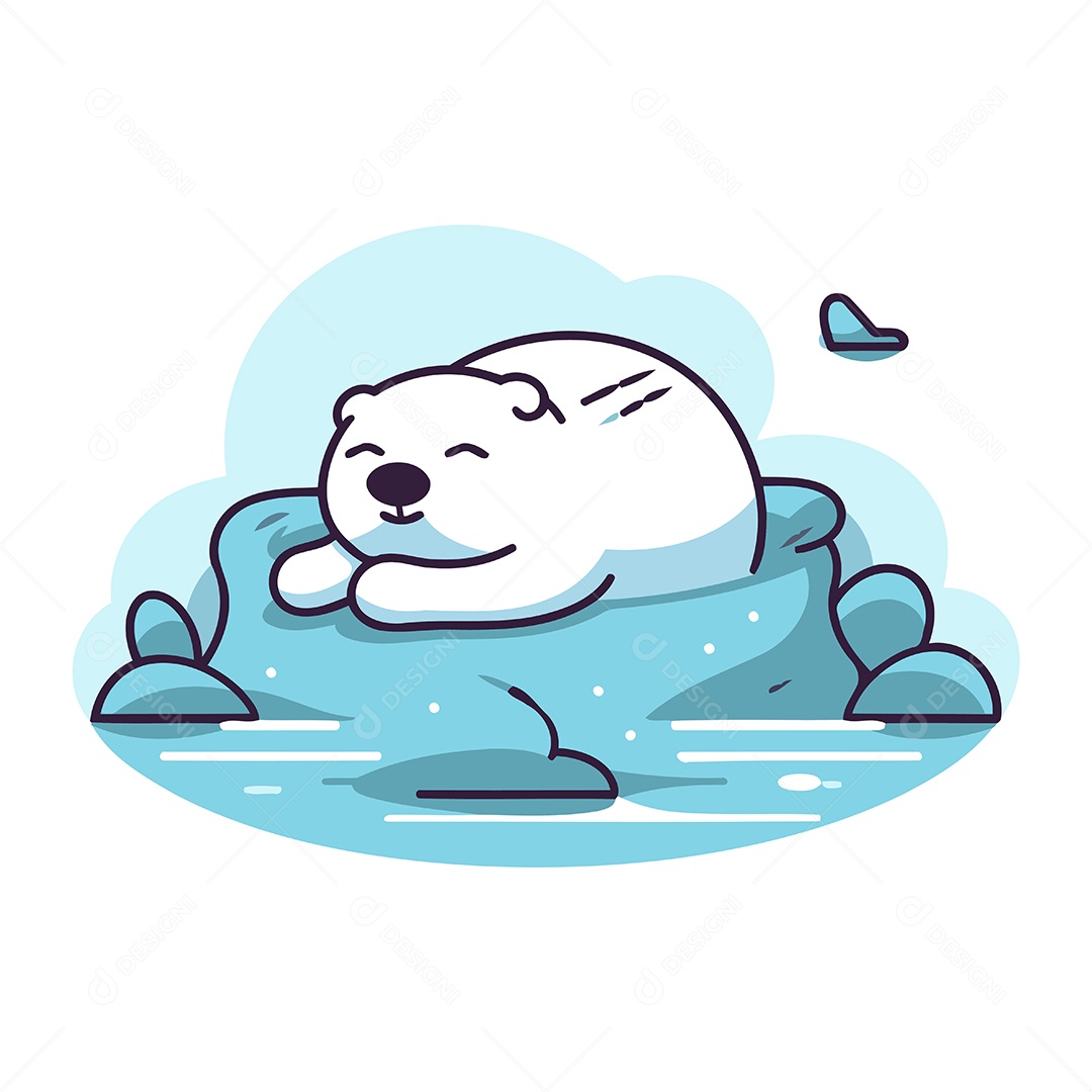 Urso Polar Dormindo no Gelo Ilustração Vetor EPS