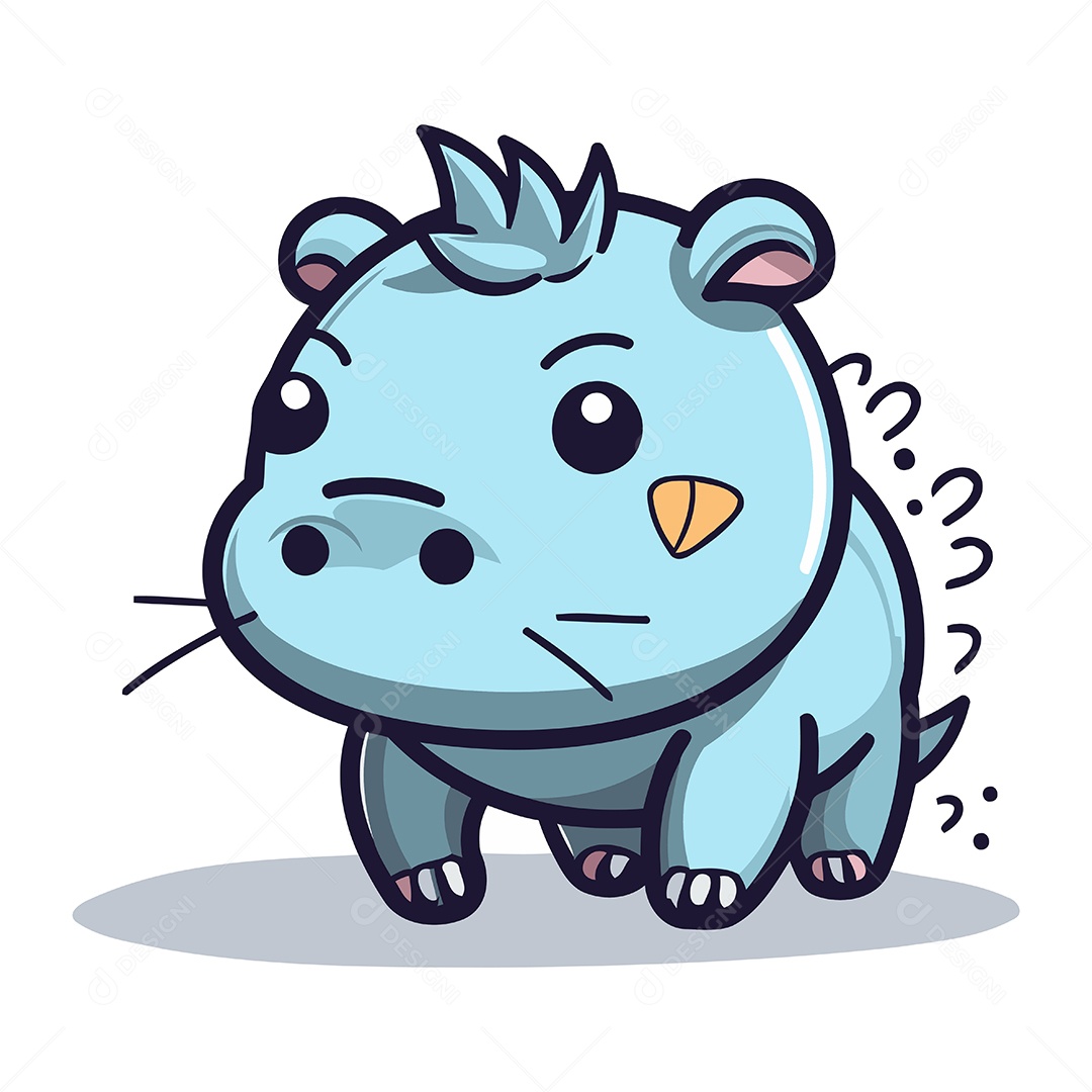 Hipopótamo de Desenho Animado Ilustração Vetor EPS