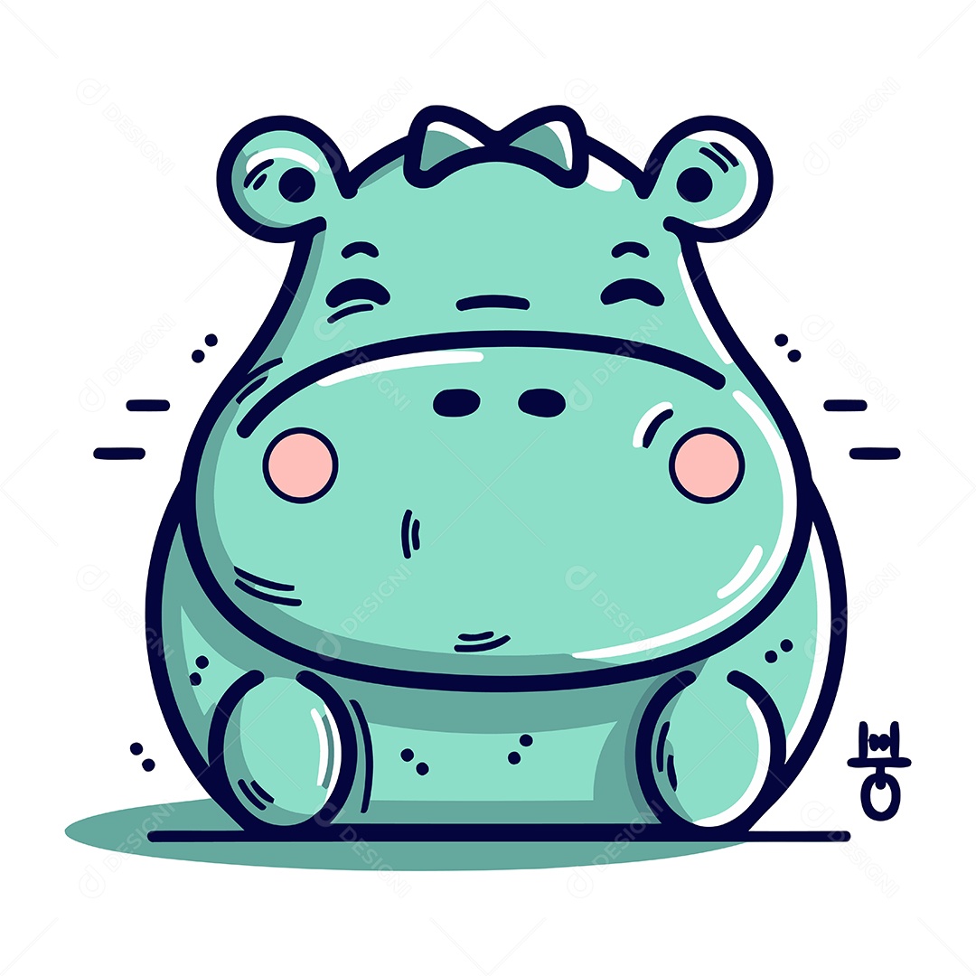 Hipopótamo de Desenho Animado Ilustração Vetor EPS