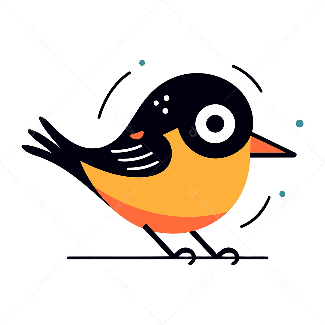 Passarinho Bonitinho de Desenho Animado Ilustração Vetor EPS