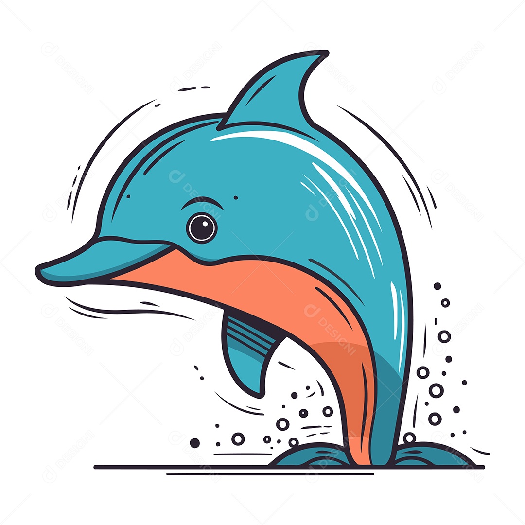 Golfinho de Desenho Animado Ilustração Vetor EPS