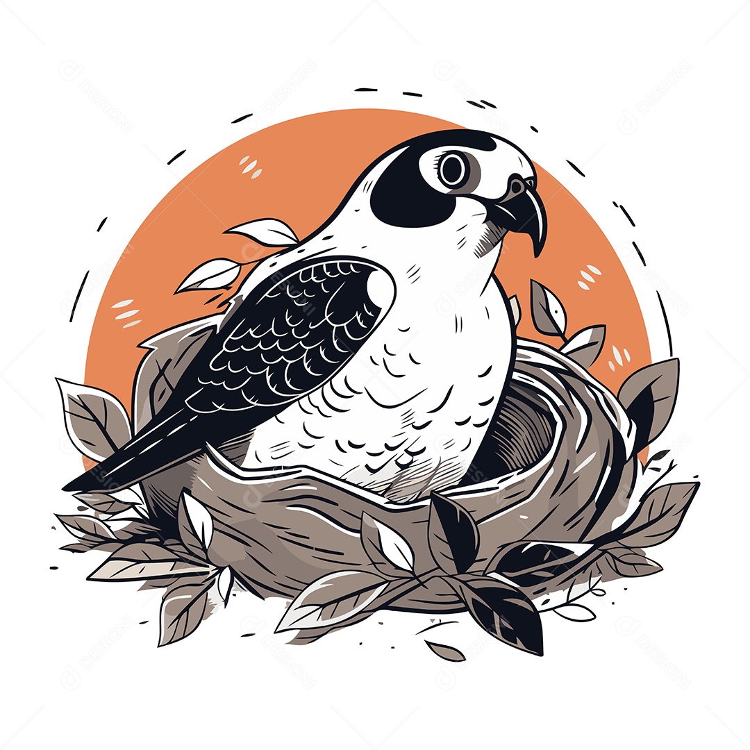Pássaro Sentado no Ninho Ilustração Vetor EPS
