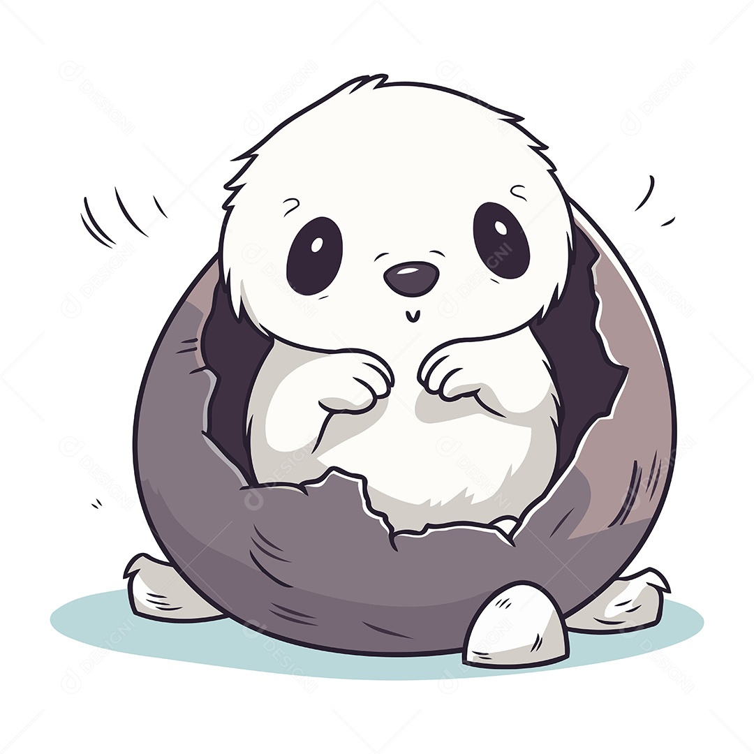 Pinguim Espiando para Fora do Ovo Ilustração Vetor EPS