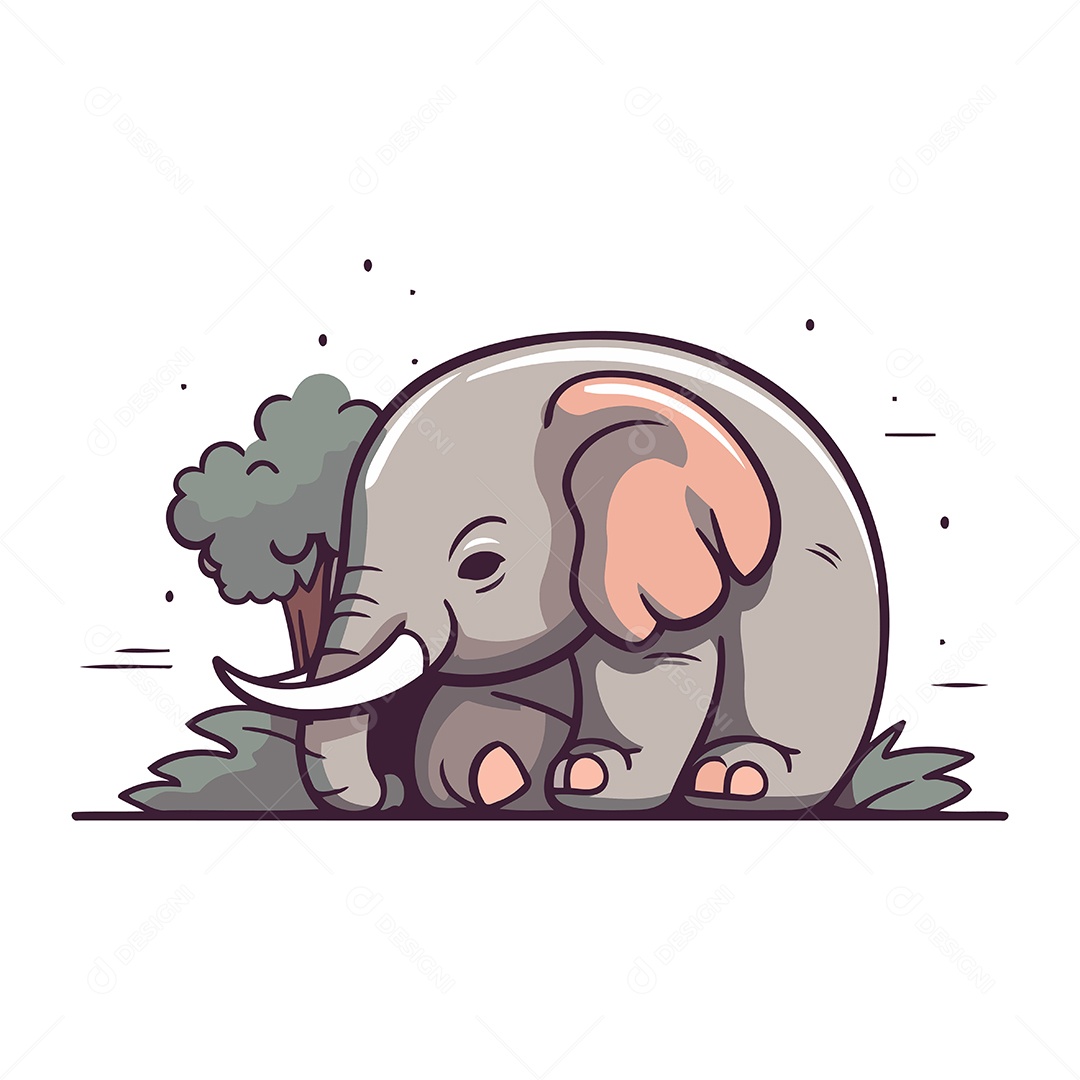 Elefante de Desenho Animado Ilustração Vetor EPS