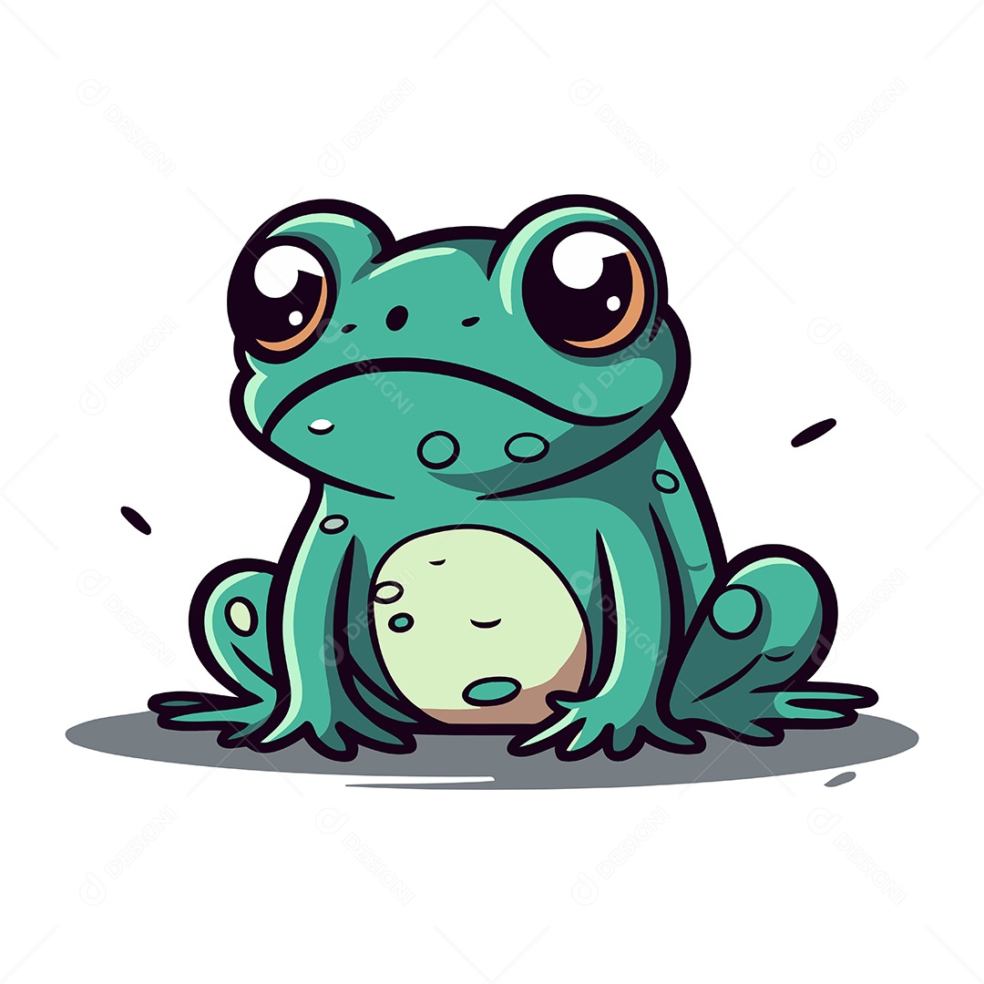 Sapo Fofo de Desenho Animado Ilustração Vetor EPS