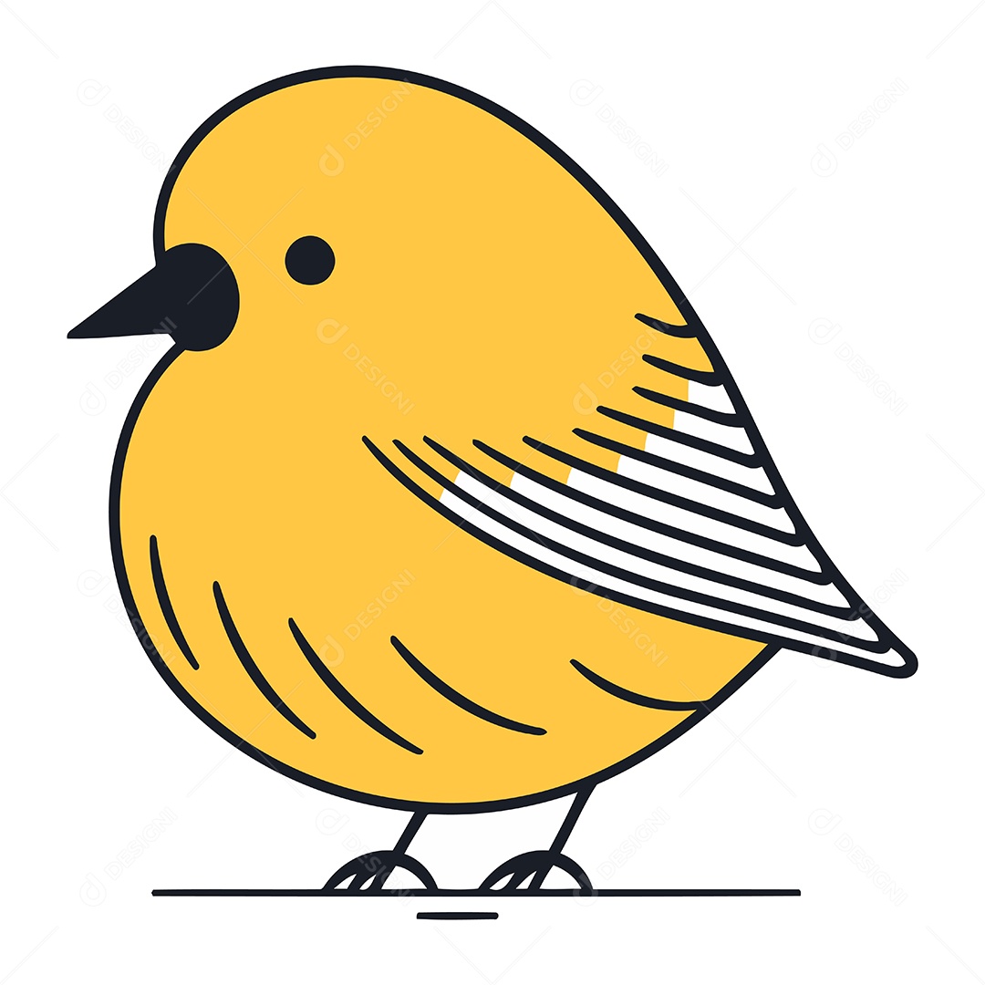 Pássaro Amarelo de Desenho Animado Ilustração Vetor EPS