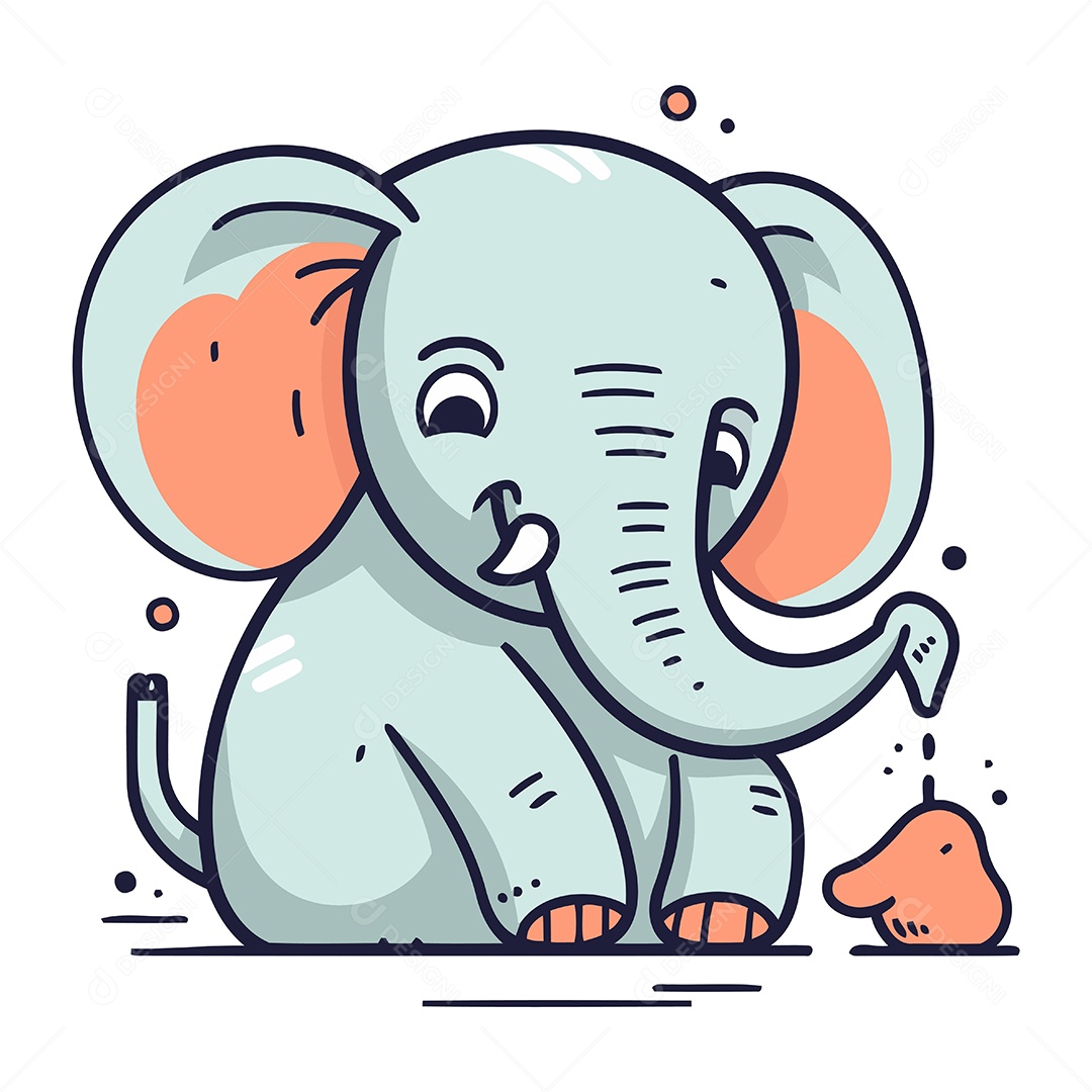 Elefante de Desenho Animado Ilustração Vetor EPS