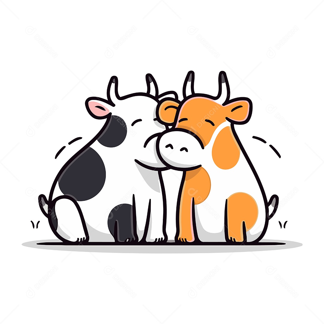 Vacas de Desenho Animado Ilustração Vetor EPS