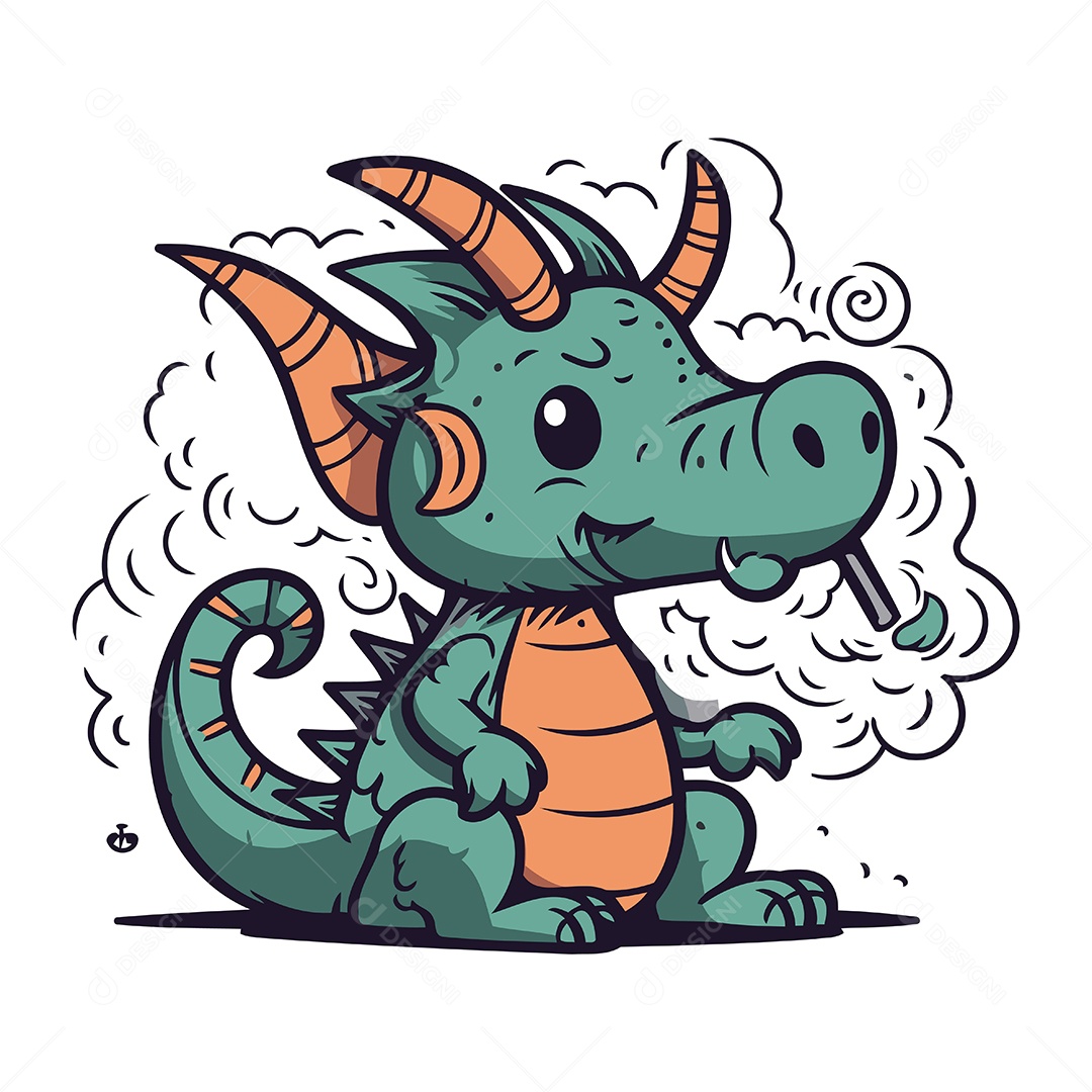 Dragão de Desenho Animado Ilustração Vetor EPS