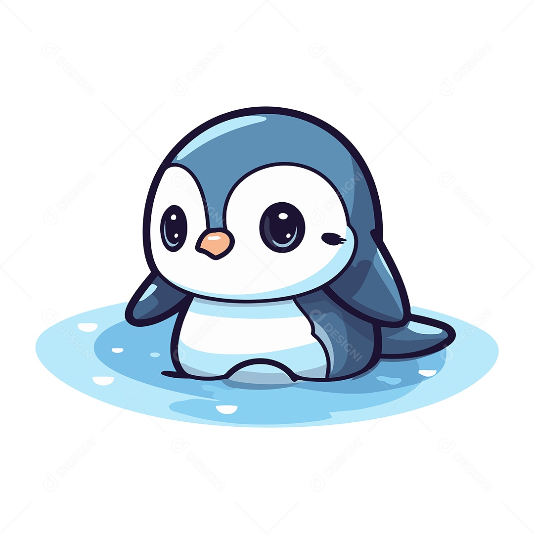 Pinguim Fofo de Desenho Animado Ilustração Vetor EPS