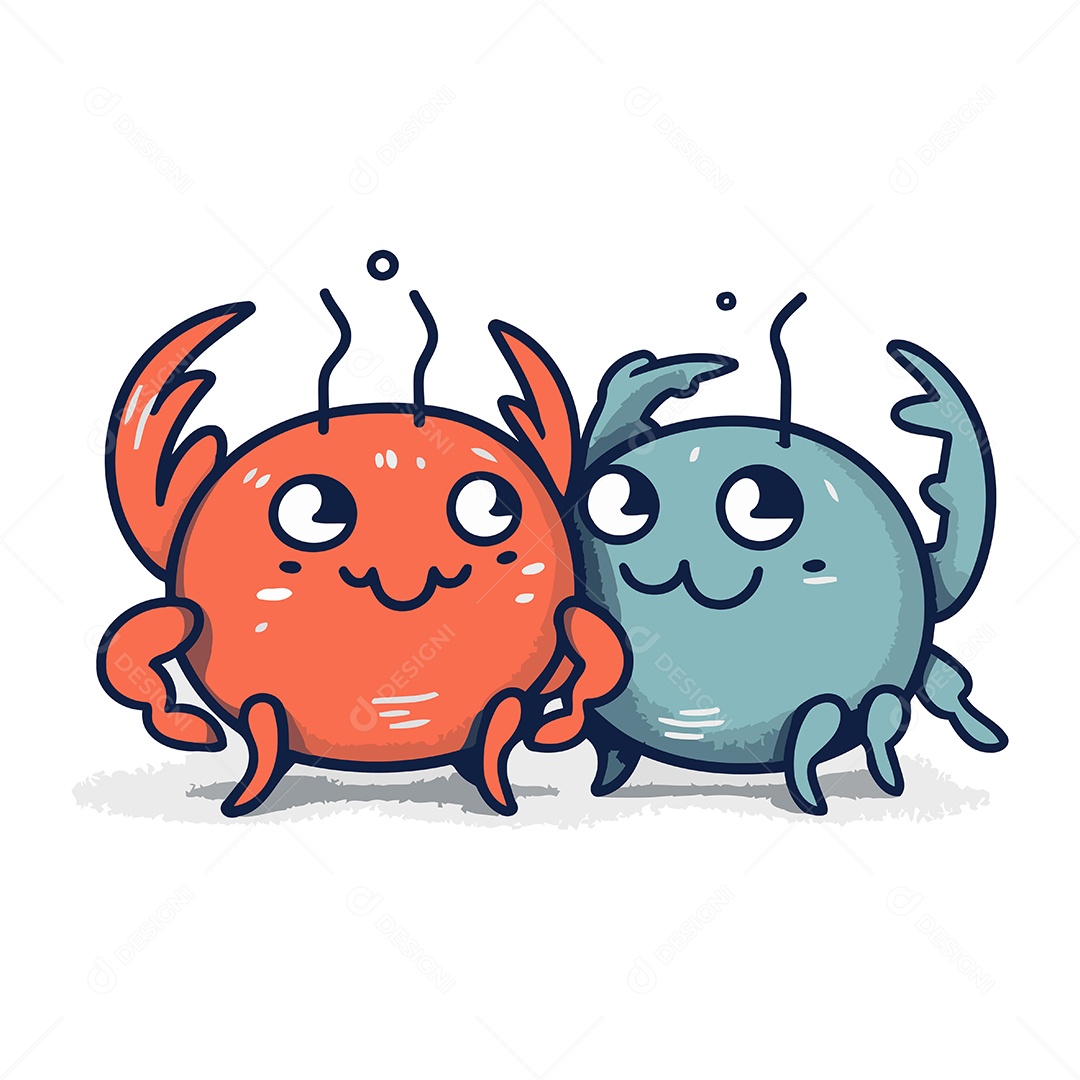 Caranguejos de Desenho Animado Ilustração Vetor EPS