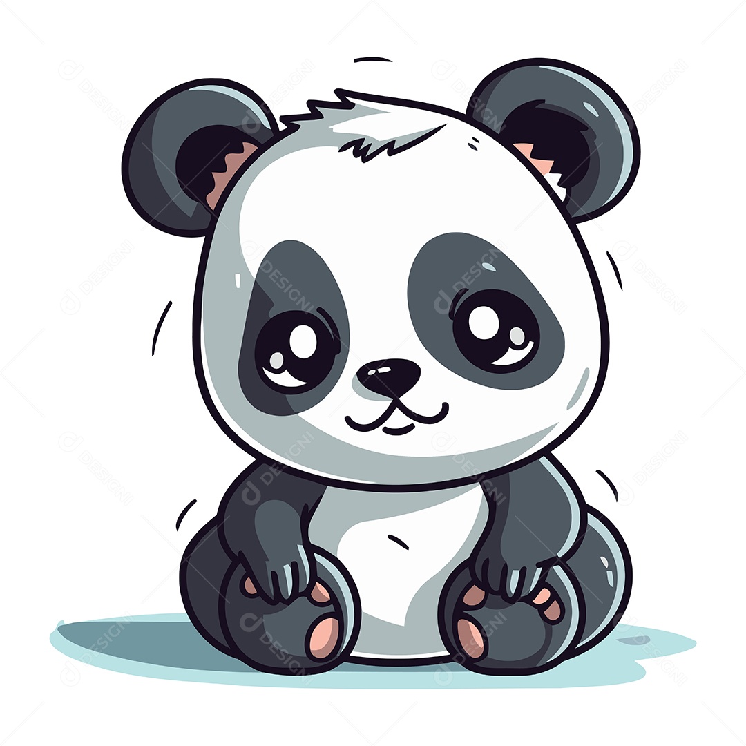 Panda Fofo de Desenho Animado Ilustração Vetor EPS