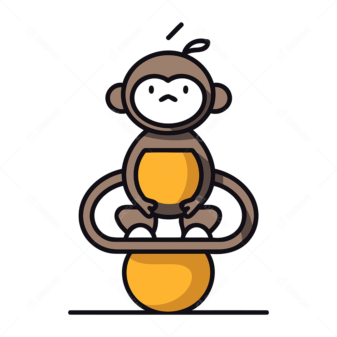 Macaco Sentado em Uma Balança Ilustração Vetor EPS