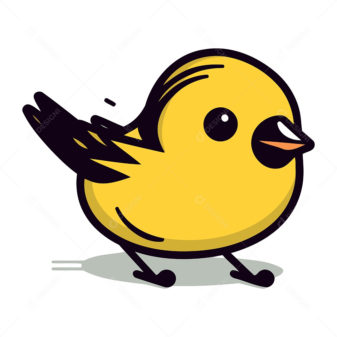Passarinho Amarelo Fofo Ilustração Vetor EPS