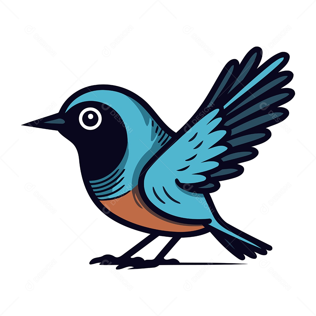 Pássaro Fofo de Desenho Animado Ilustração Vetor EPS