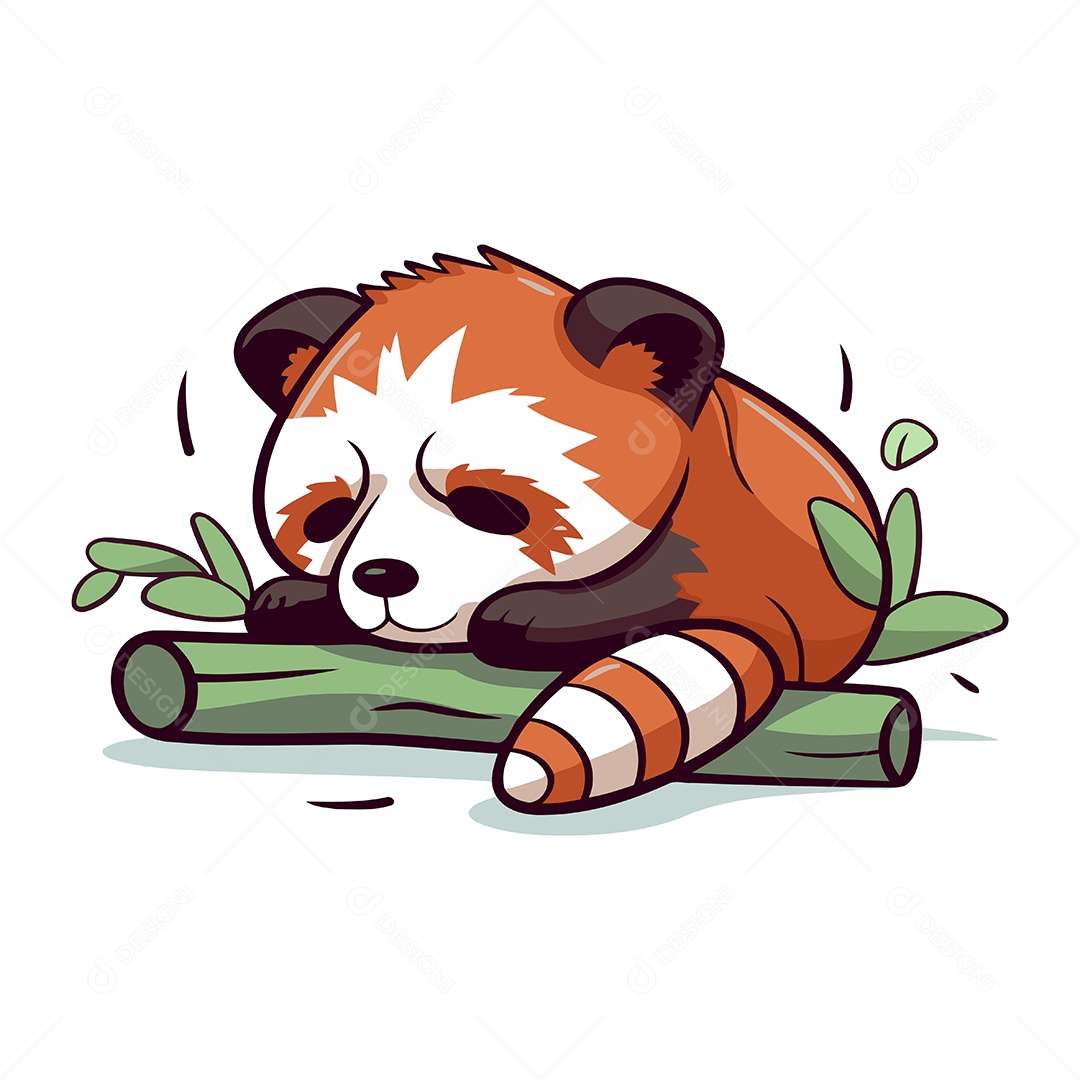 Panda Vermelho Fofo de Desenho Animado Ilustração Vetor EPS