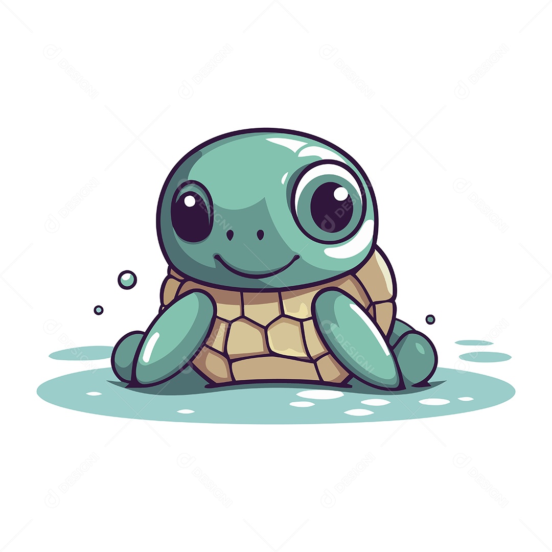 Tartaruga de Desenho Animado Ilustração Vetor EPS
