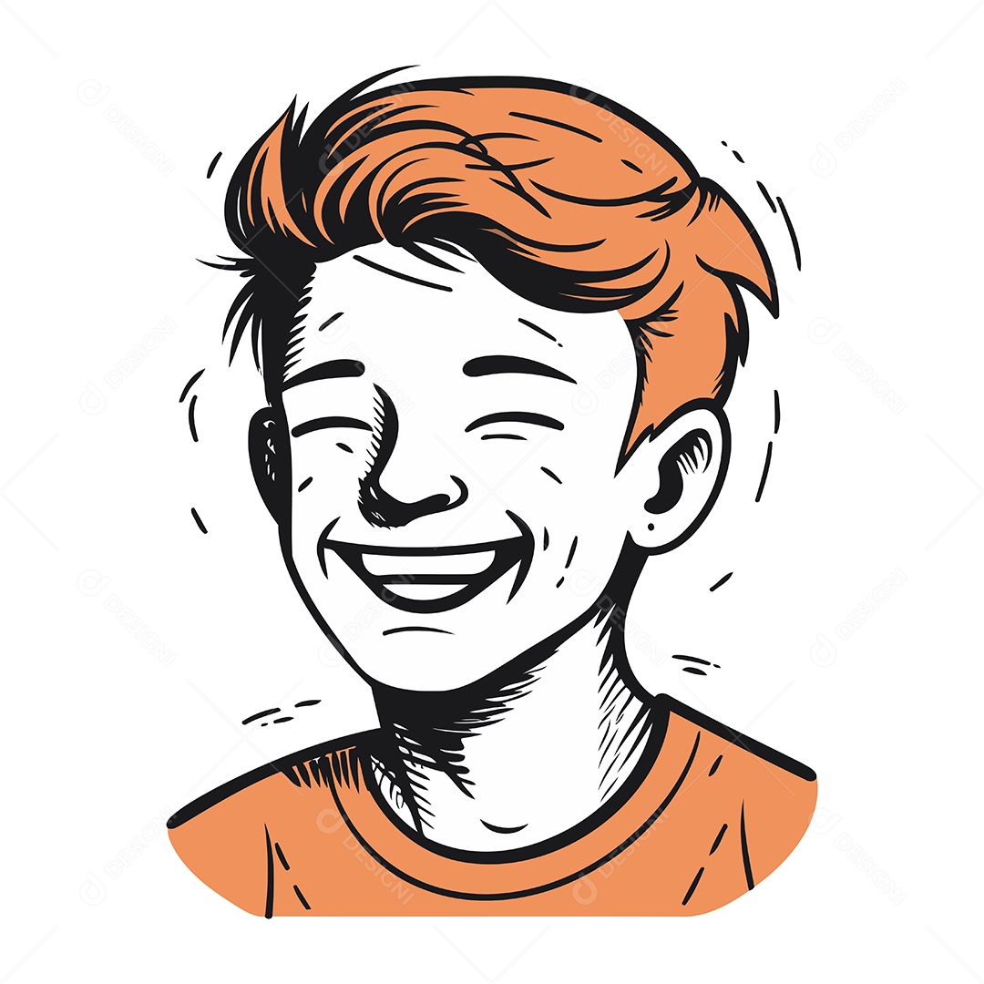 Jovem Sorridente com Cabelo Ruivo Ilustração Vetor EPS