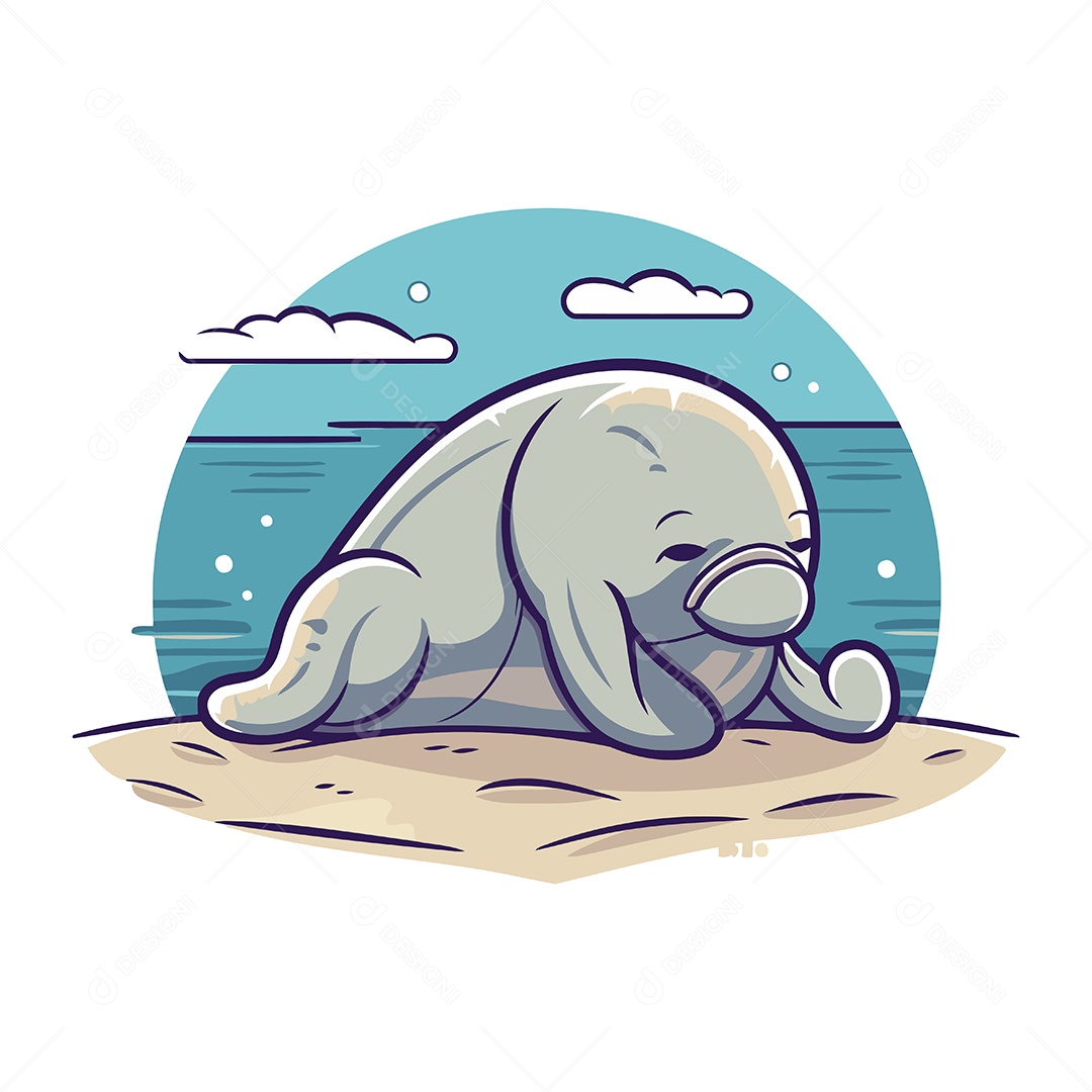 Foca Fofa de Desenho Animado Ilustração Vetor EPS