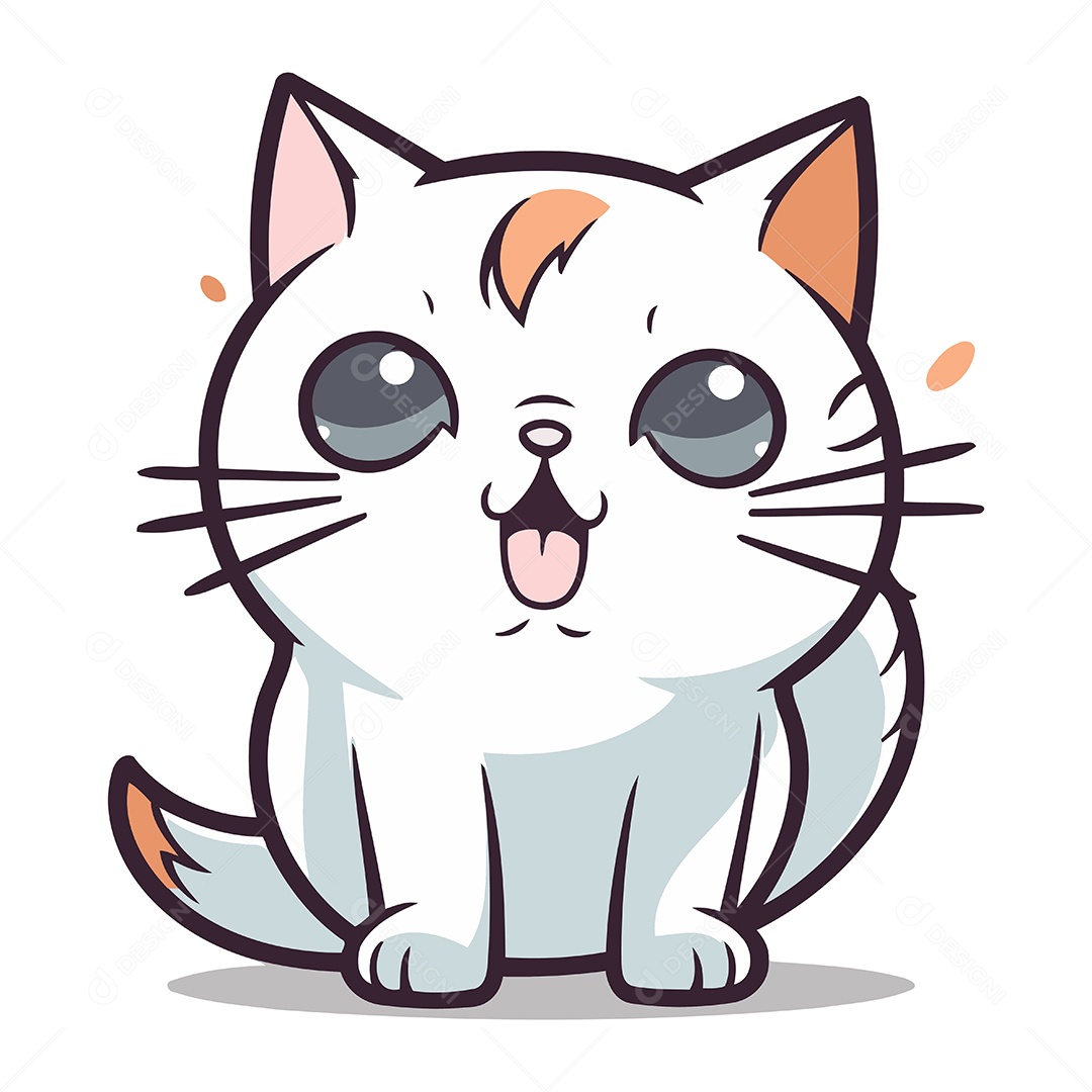 Gato Fofo de Desenho Animado Ilustração Vetor EPS