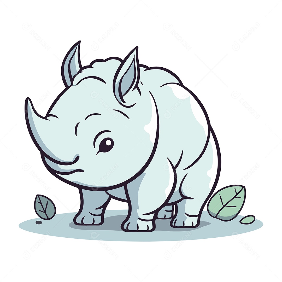 Rinoceronte de Desenho Animado Ilustração Vetor EPS