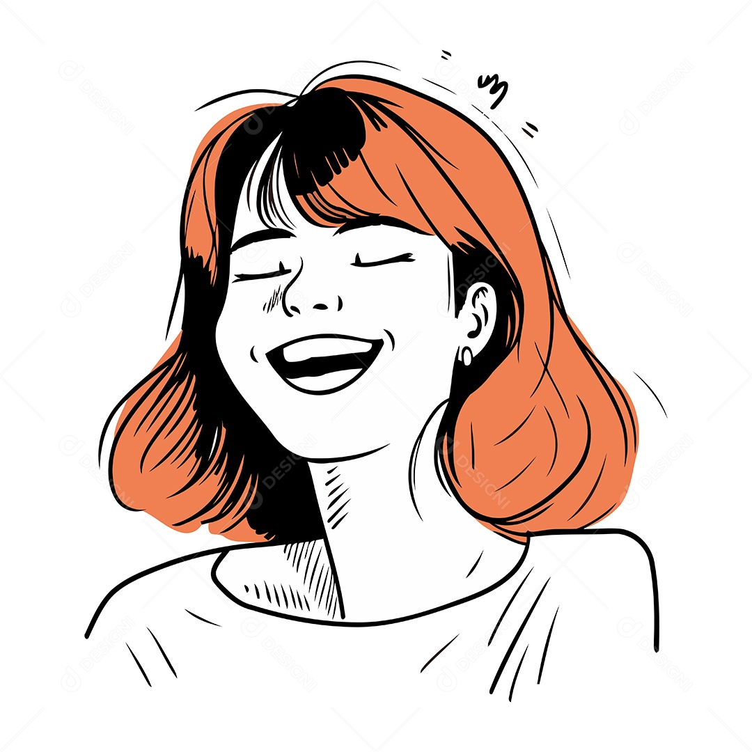 Mulher Sorridente de Desenho Animado Ilustração Vetor EPS