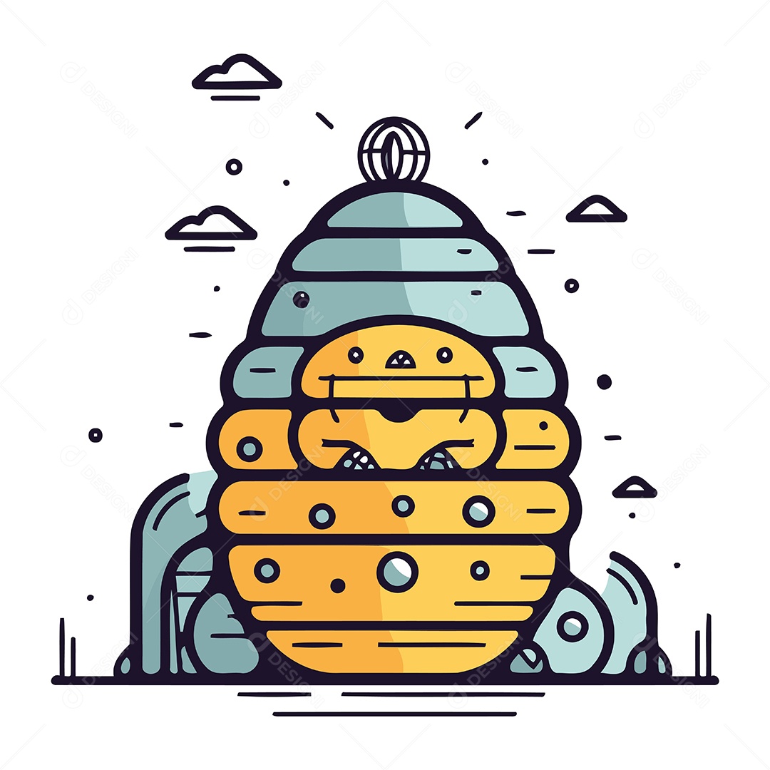 Colmeia de Desenho Animado Ilustração Vetor EPS