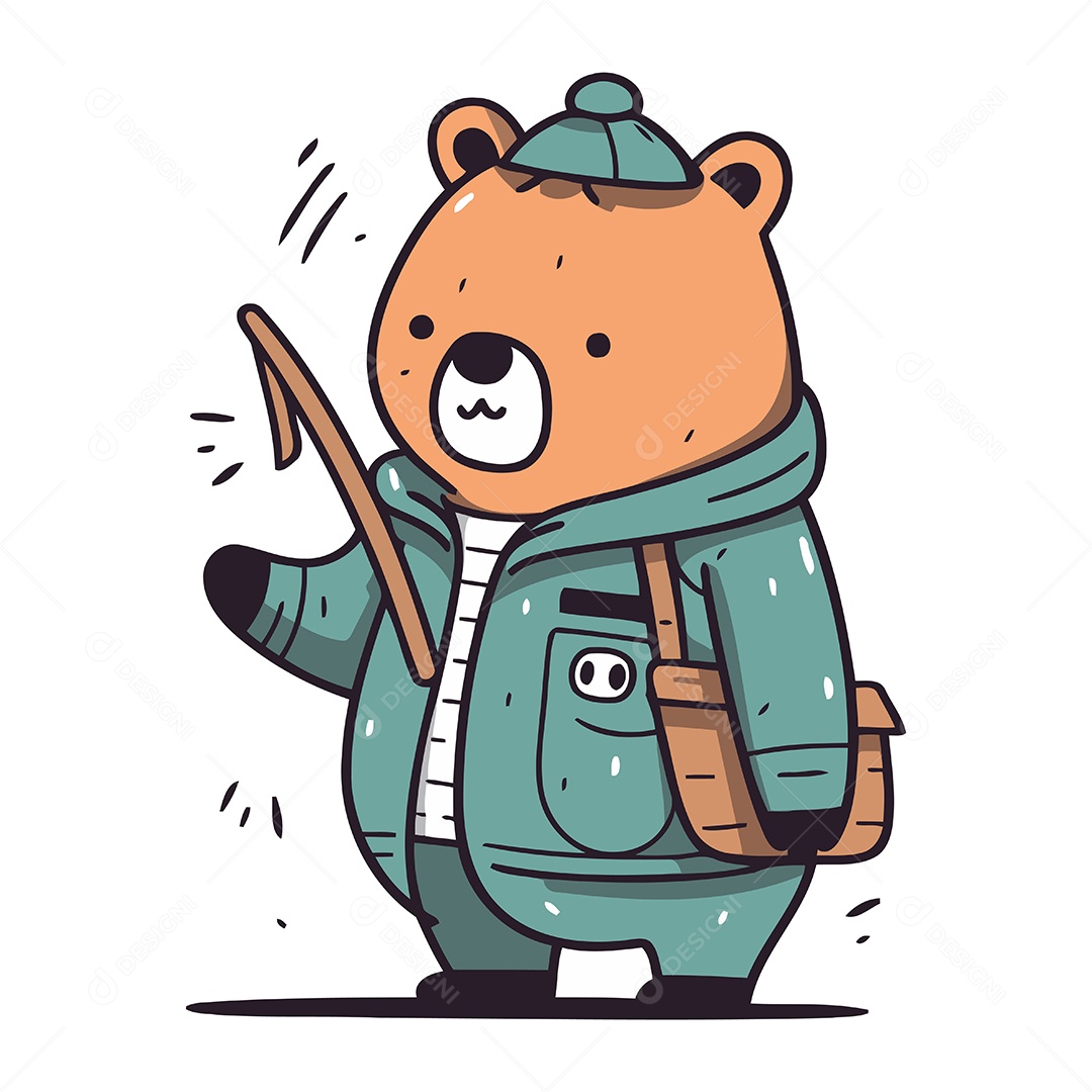 Urso Fofo de Desenho Animado Ilustração Vetor EPS