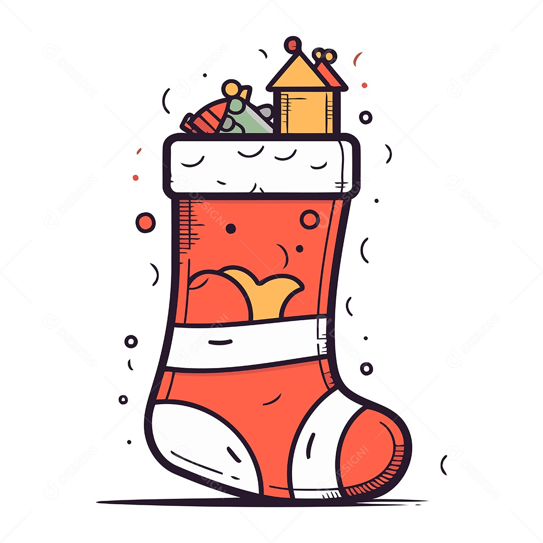 Meia de Natal com Presentes Ilustração Vetor EPS
