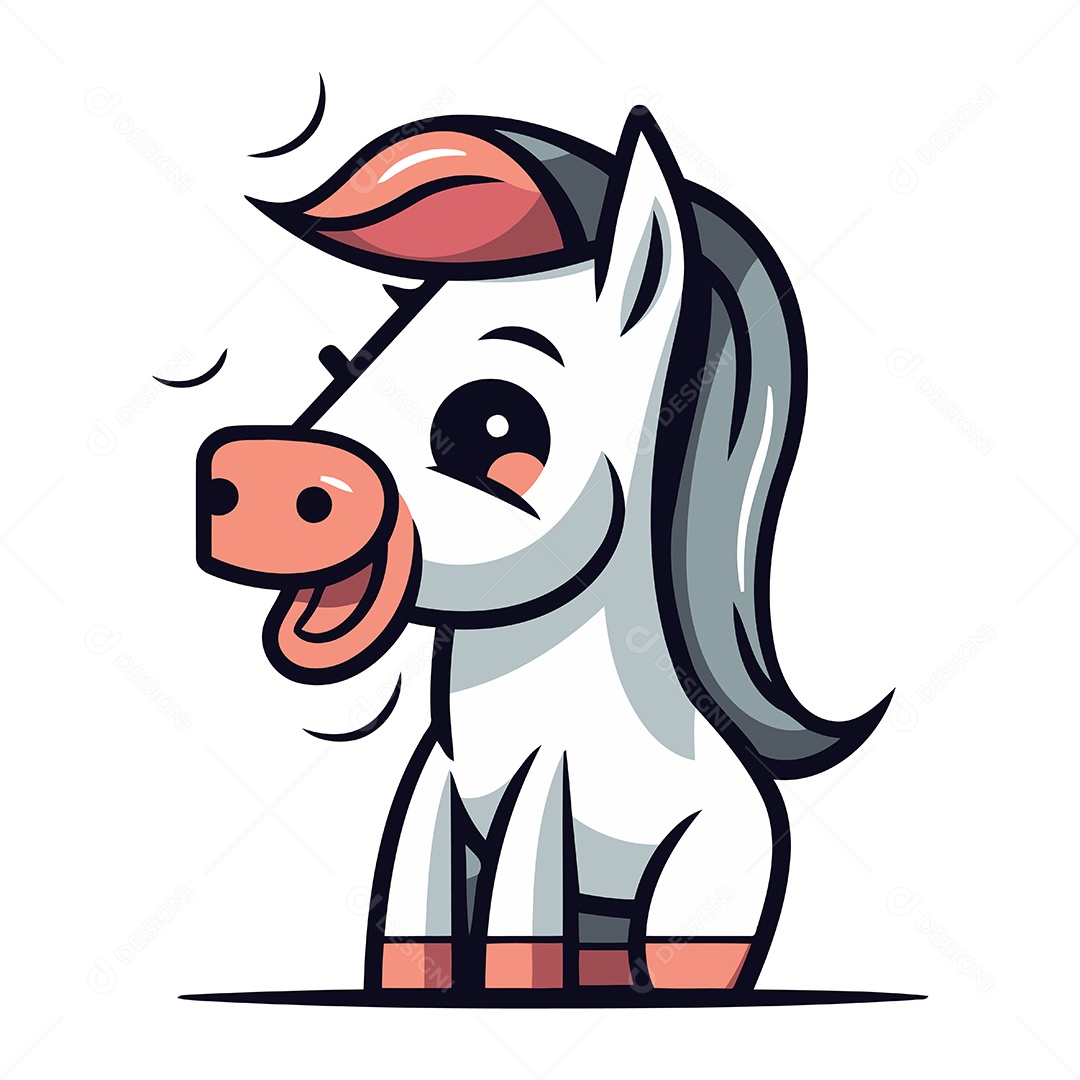Cavalo Fofo de Desenho Animado Ilustração Vetor EPS