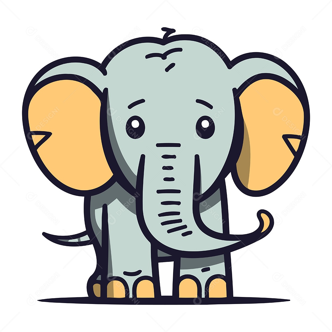 Elefante de Desenho Animado Ilustração Vetor EPS