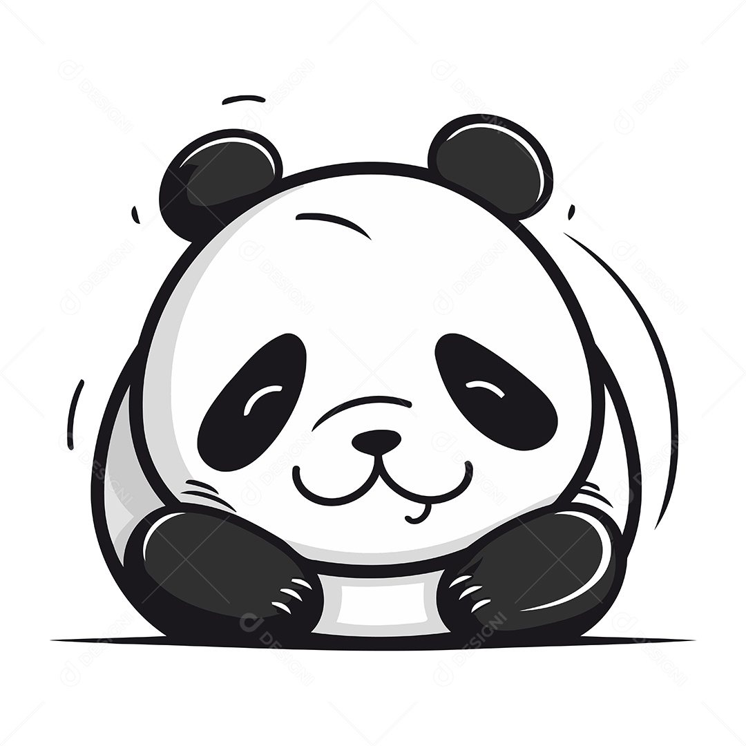 Panda Fofo de Desenho Animado Ilustração Vetor EPS