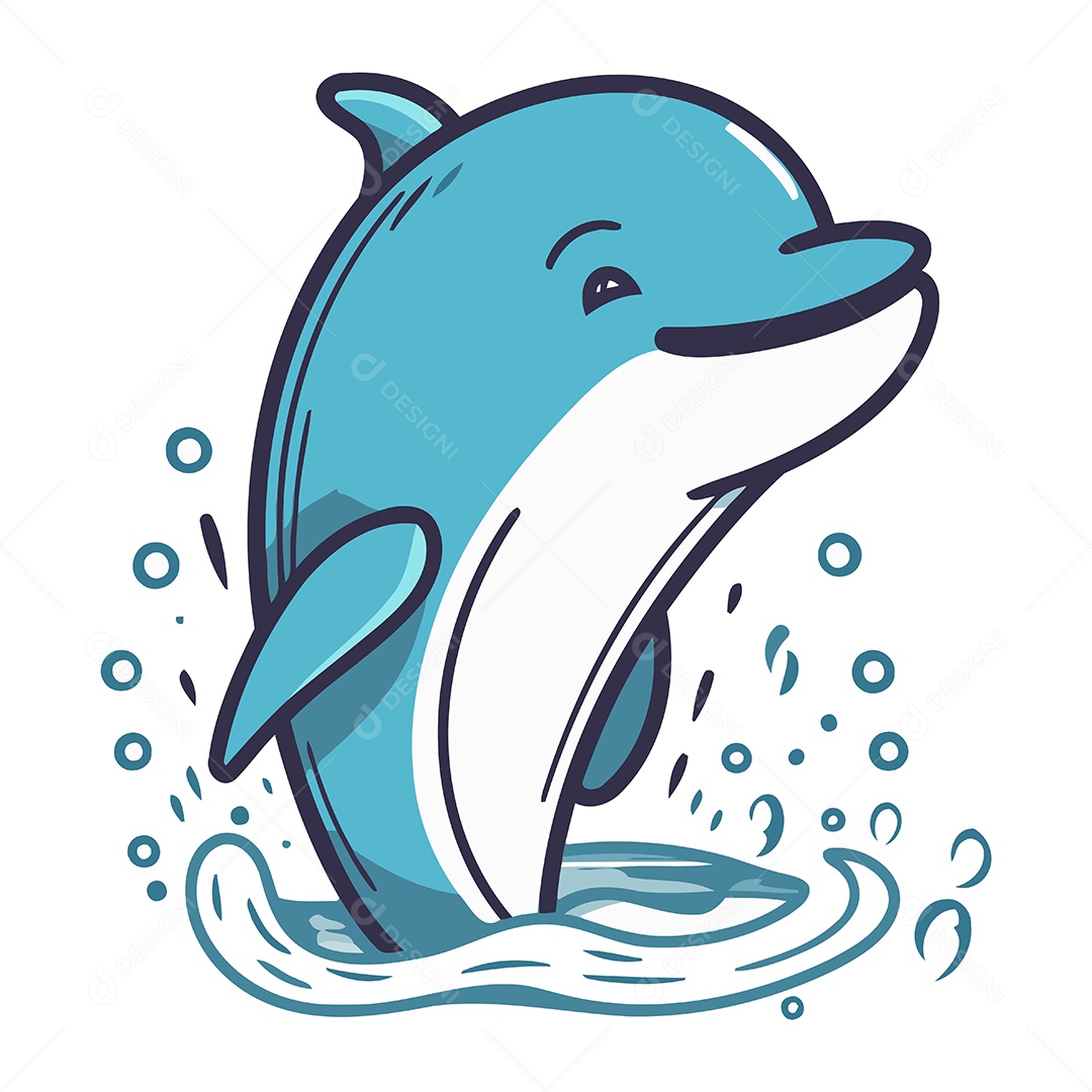 Golfinho de Desenho Animado Ilustração Vetor EPS