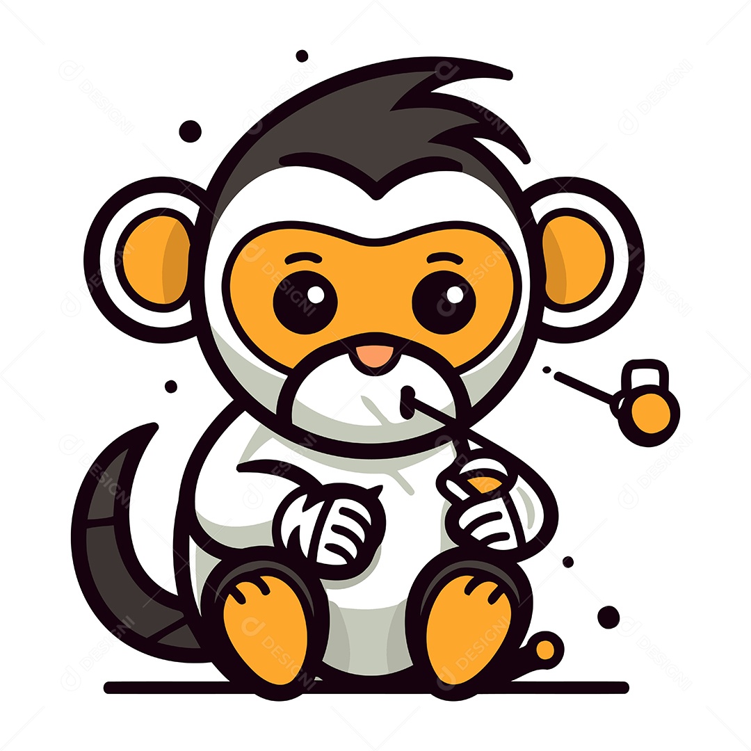 Macaco de Desenho Animado Ilustração Vetor EPS
