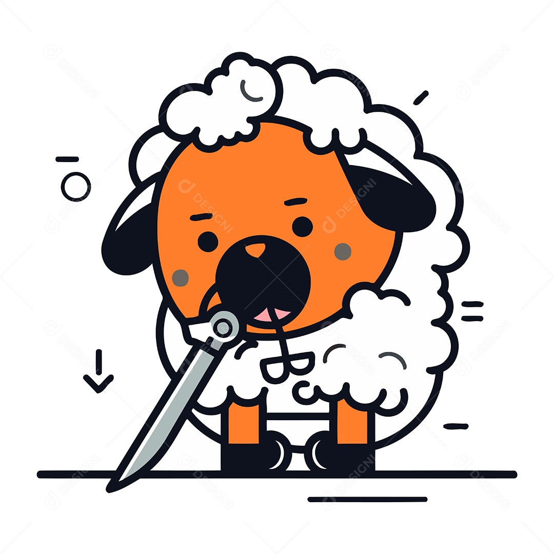 Ovelha com Uma Espada na Boca Ilustração Vetor EPS