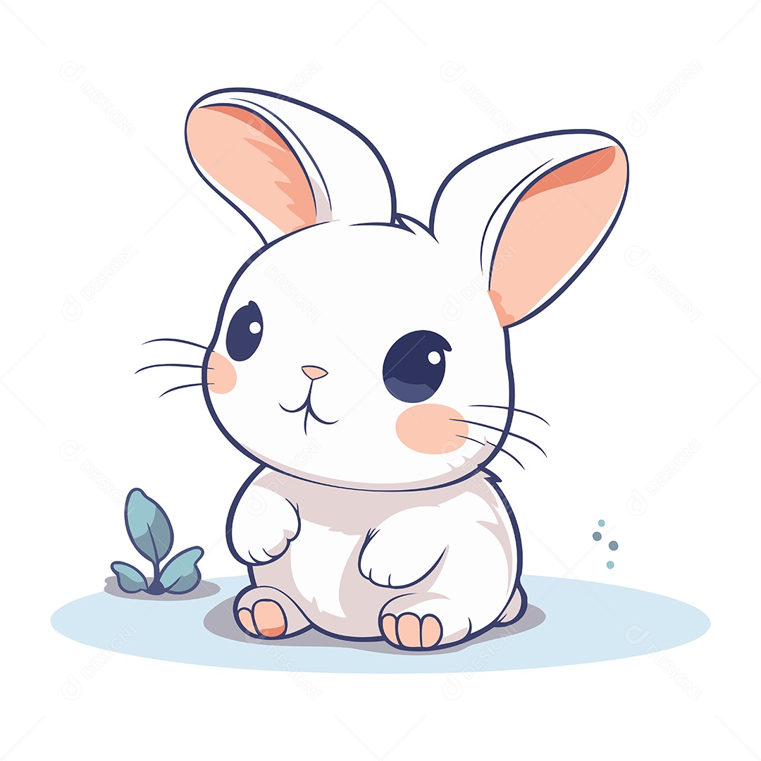 Coelhinho Branco Fofo Ilustração Vetor EPS
