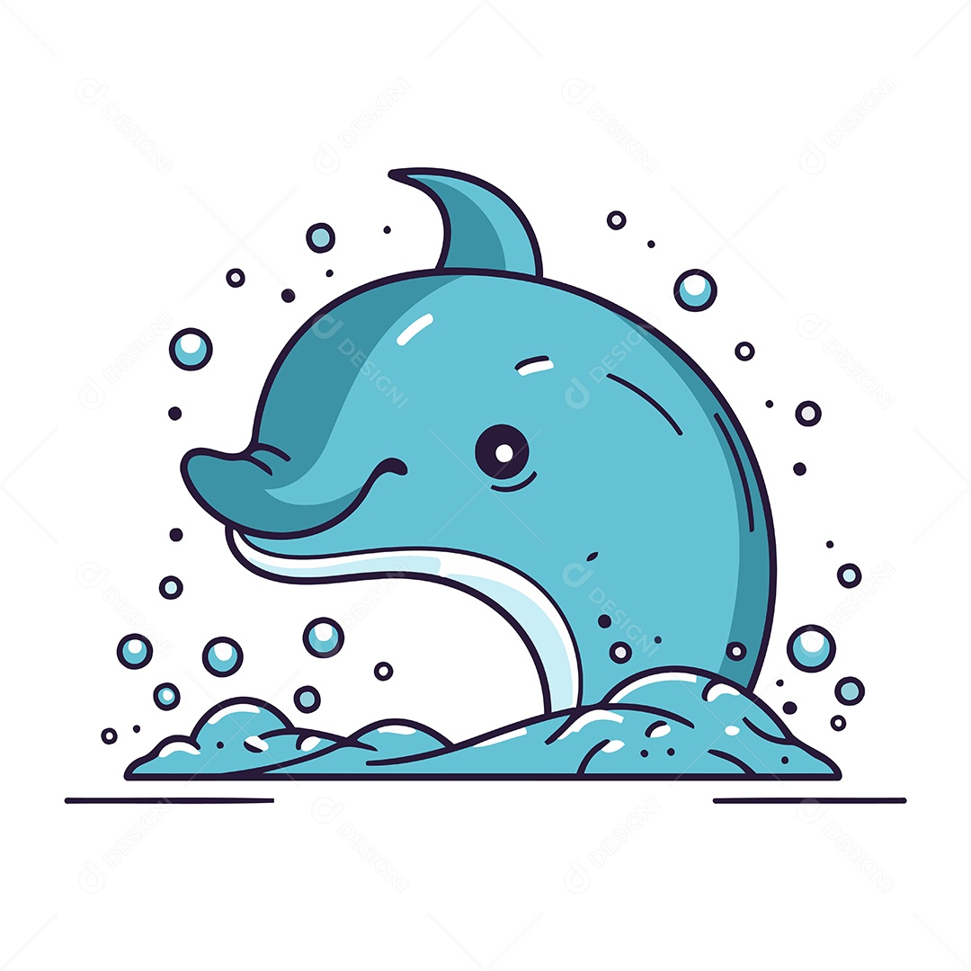 Golfinho de Desenho Animado Ilustração Vetor EPS