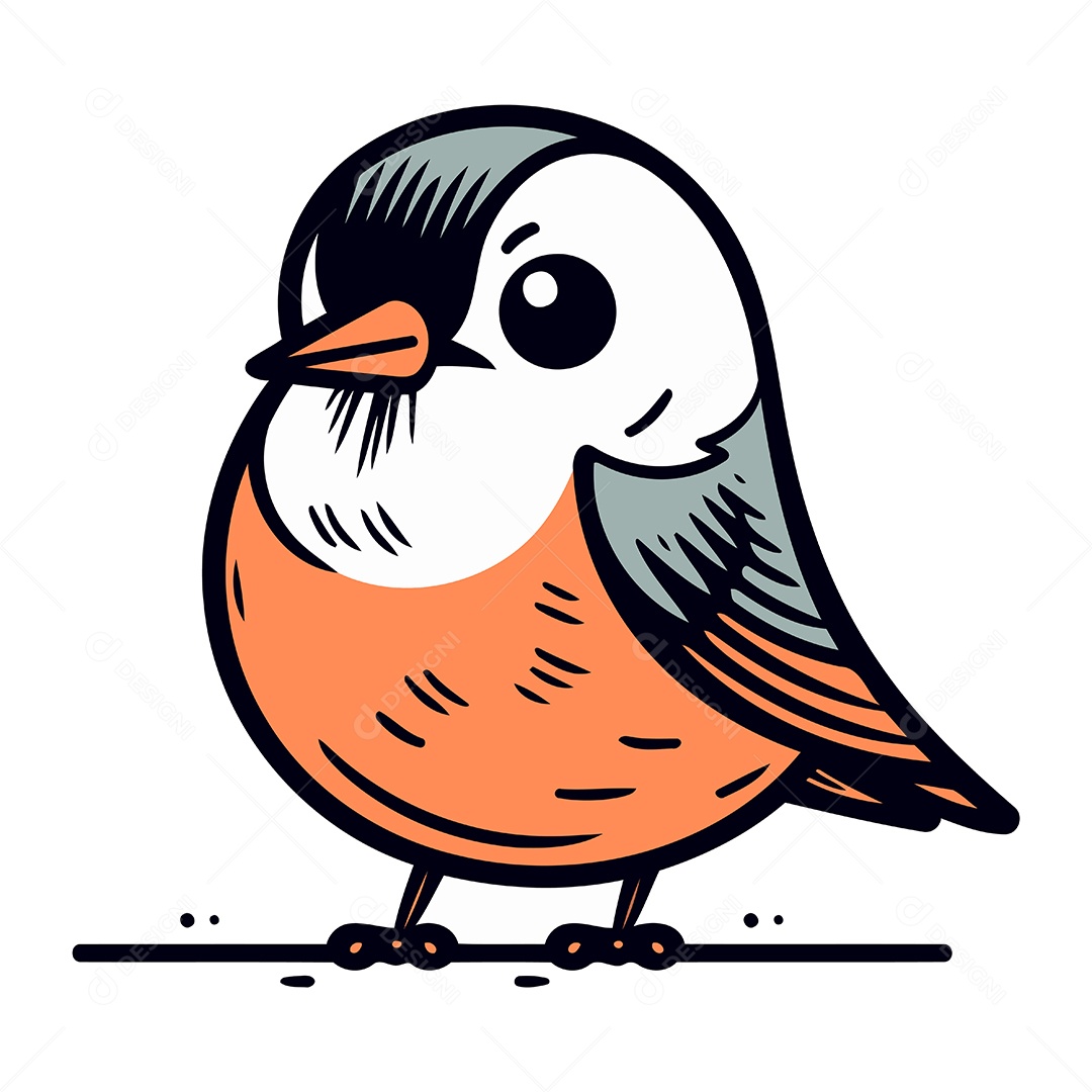 Pássaro Fofo de Desenho Animado Ilustração Vetor EPS